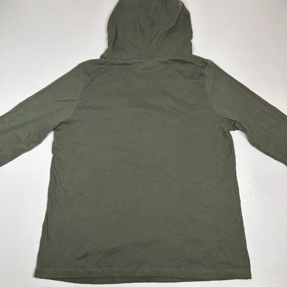 Vtg FADED GLORY V-Neck Long Sleeve Hooded Top Women Size 1X (16W) Olive Green - Picture 5 of 5
